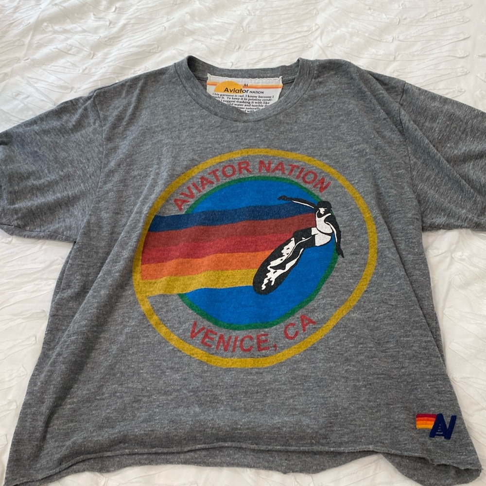Cropped boyfriend tee, aviator nation logo